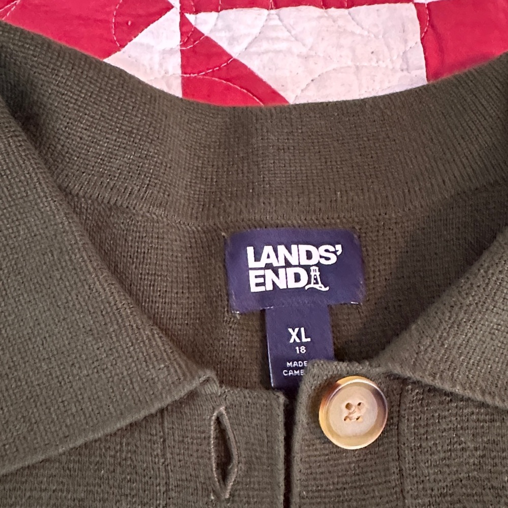 Lands' End Olive Green Sweater Jacket - Picture 2 of 9